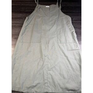 Pigment Apron Midi Dress Womens One Size Sage Green Excellent Linen Blend Boho